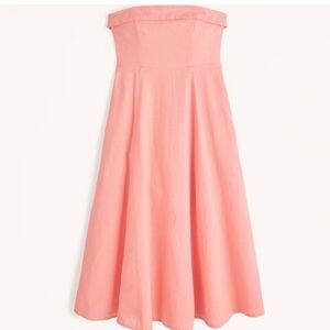 Abercrombie Coral Strapless Midi Dress
